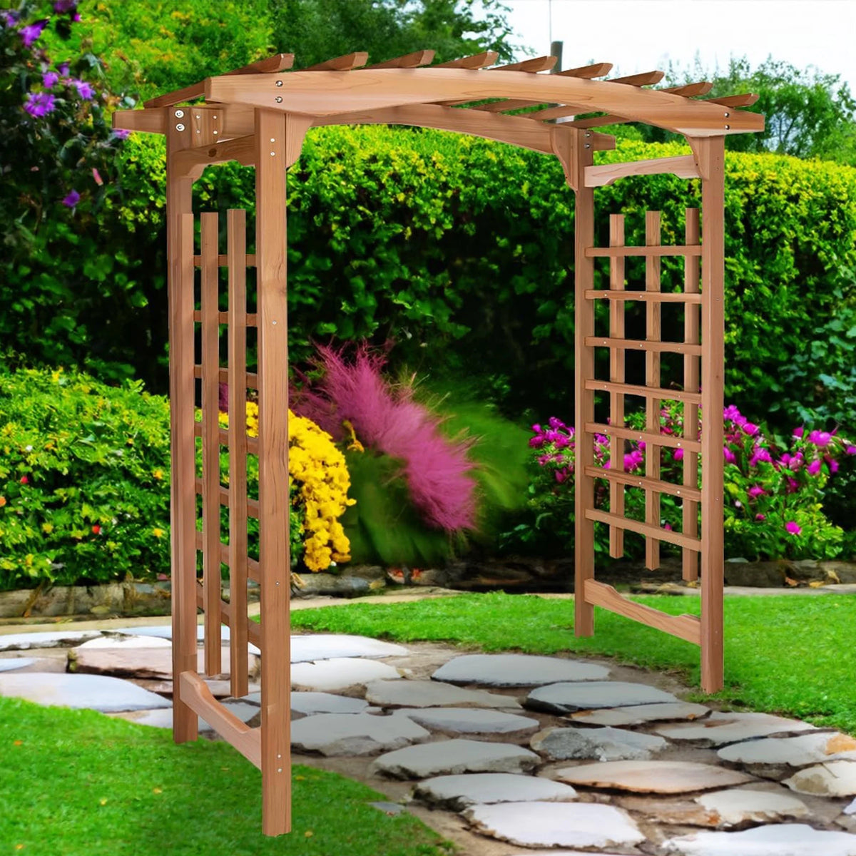 All Things Cedar PA106 Pagoda Wedding Arbor - Elegant Garden Arch for Weddings and Landscapes