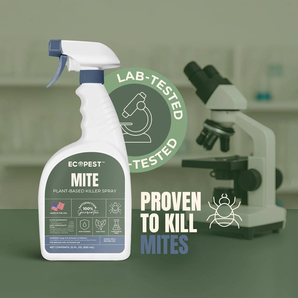 Mite Spray �C Natural Killer for Dust, Bird, Spider, Scabies & Other Mites | Bedding & Furniture-Safe | Treatment for Chickens, Poultry, Dogs, Cats, Reptiles & Other Pets | Indoor & Outdoor (1 Gallon)