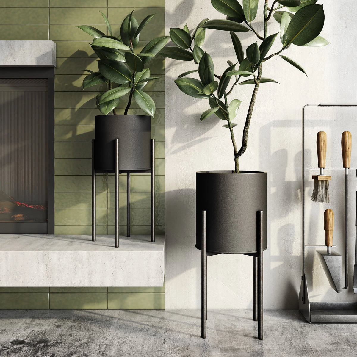 Jaxon Modern Black Planters (Set of 2)