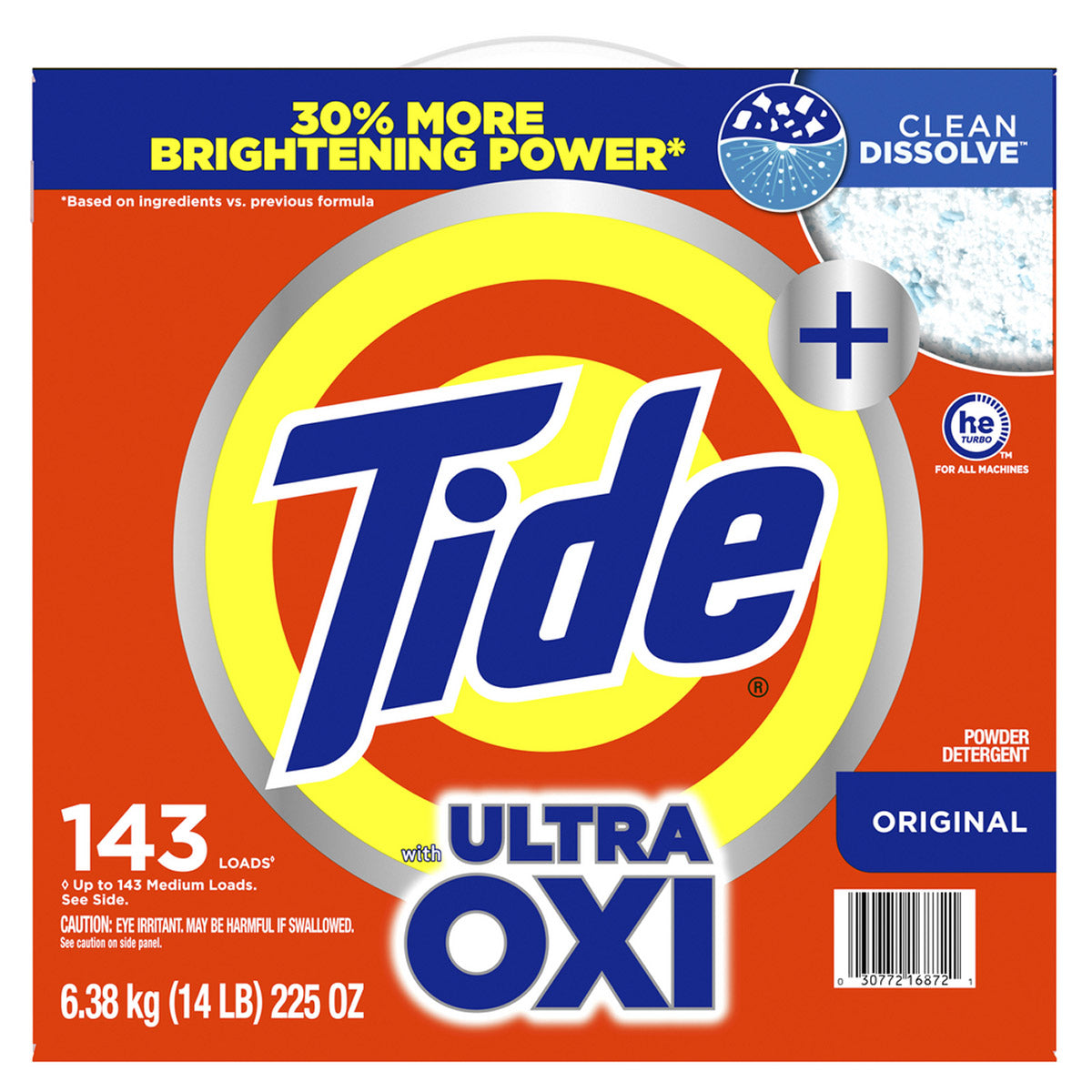 Tide Plus Ultra Oxi Powder Laundry Detergent, Original, 143 Loads, 225 oz