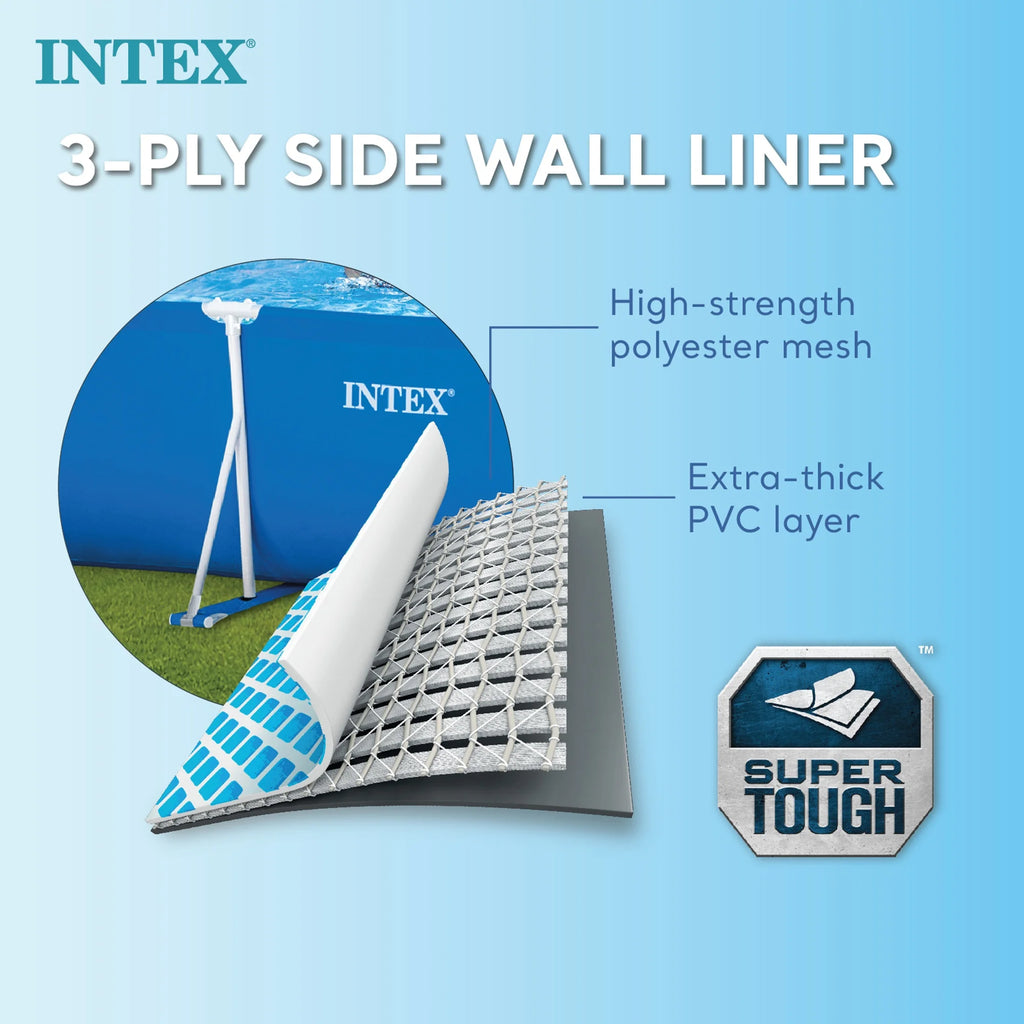 Open Box Intex 9.8'x29.5" Rectangular Frame Above Ground Outdoor Swimming Pool