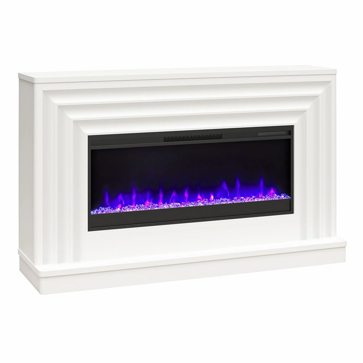 CosmoLiving by Cosmopolitan Rene Electric Fireplace Mantel 65" TV Stand with Multi-Color Flame and Crystal Ember Bed, Black