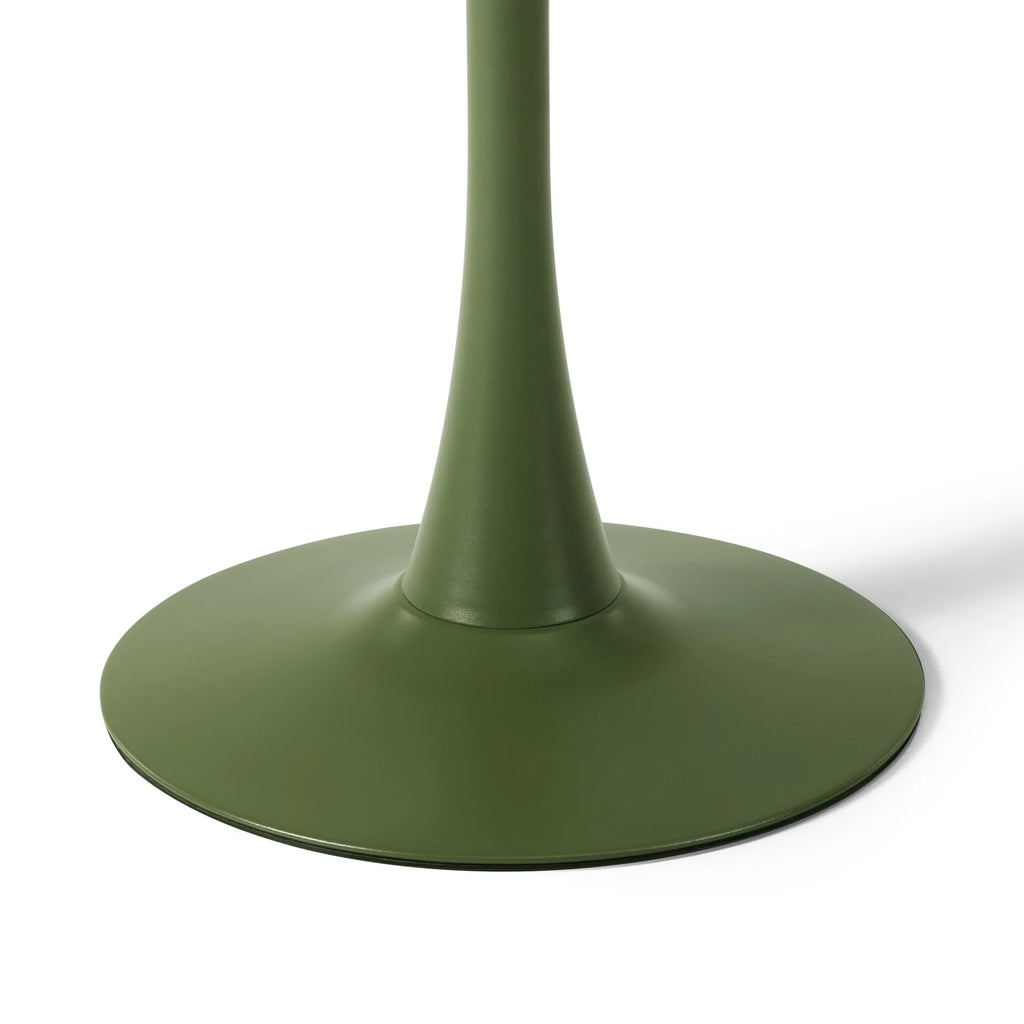 WestinTrends Playa 3-Piece Outdoor Round Metal Dining Table Set And Stackable Resin Patio Dining Side Chairs, Olive Green