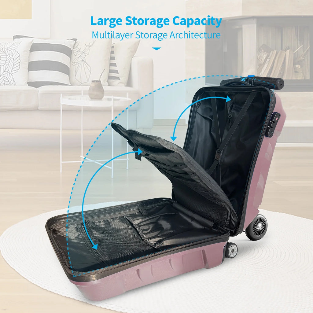 Muhub 2 in 1 Scooter Luggage for Kids and Adult,Foldable Ride on Suitcase with Wheels,Black