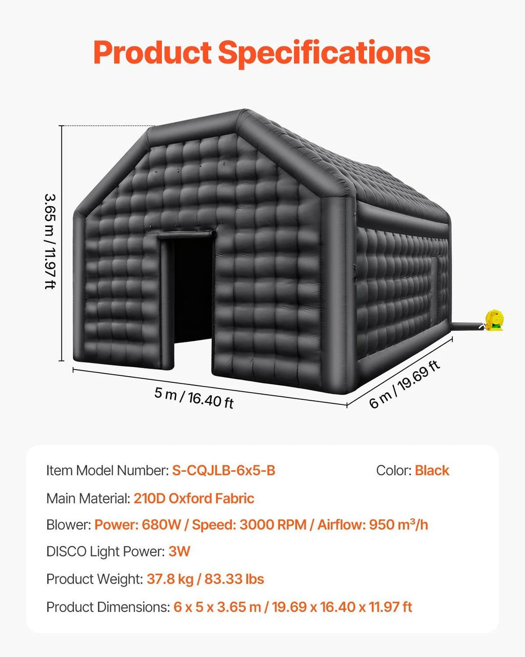Inflatable Nightclub Tent - 12FT Tall Blow Up Party Shelter with Lights, Perfect for Festivals & Events