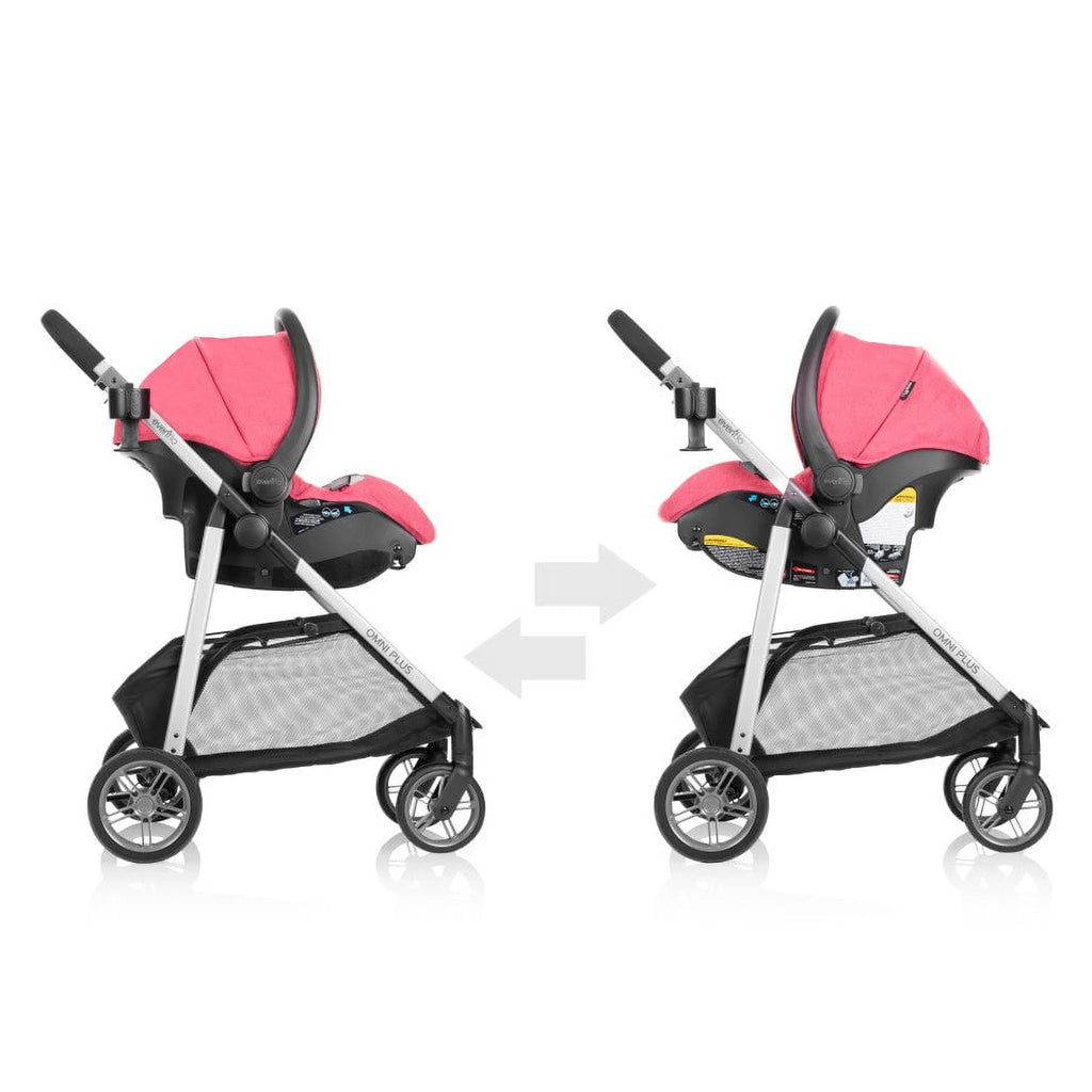 Evenflo Omni Plus Modular Travel System with LiteMax Sport Infant Car Seat, Mylar Gray, Unisex