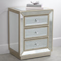 Coast to Coast Accents Modern Antique Silver Mirrored Rectangular Accent Table 20" x 15" with 3-Drawer for Living Room Bedroom