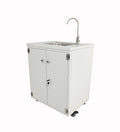 Cabinet Portable Sink Self Contained Hand Wash Station Mobile Sink Water Fountain Water Supply 110V/12V Powered Built-in Pump Water Jugs NOT included 24 X 18 X 30" CABINET SIZE 10094