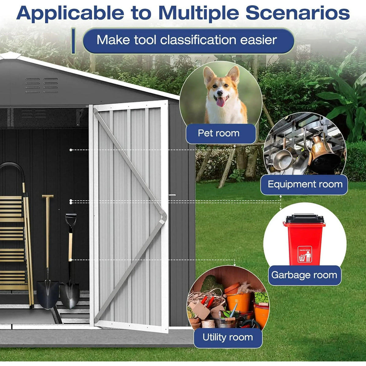 Syngar Outdoor Storage Shed with Lockable Doors, Dark Gray