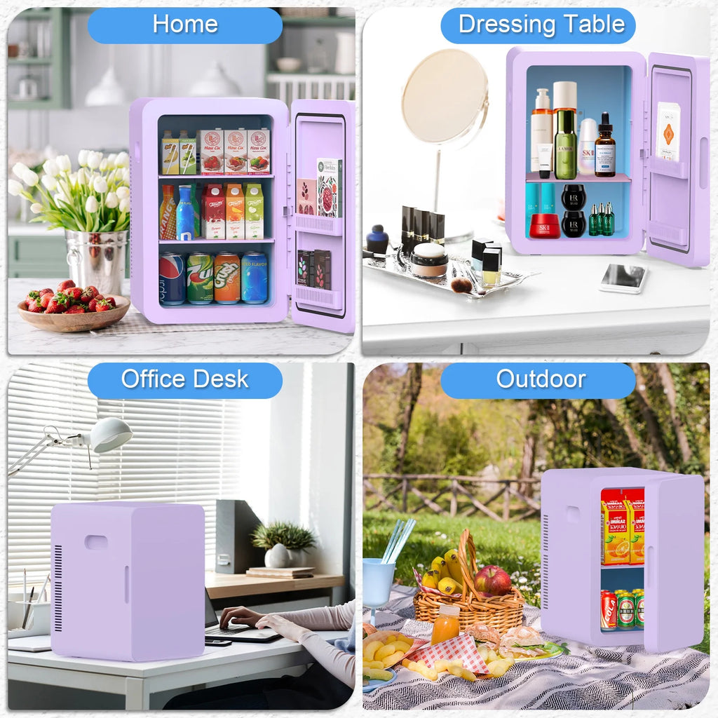 Advwin 22L Mini Fridge Cooler, Compact Personal Refrigerators for Skincare, Beverage, Purple