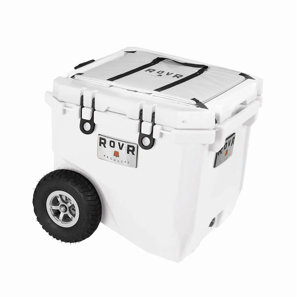 RovR RollR 45-Qt. Durable, All-Terrain Wheeled Cooler with Handle & Collapsible LandR Bin- For Beach, Camping and Outdoor Activities, Powder (45PROLLRWB)