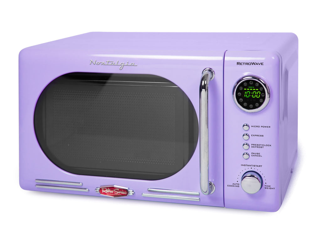 Nostalgia Retro Compact Countertop Microwave Oven - 0.7 Cu. Ft. - 700-Watts with LED Digital Display - Child Lock - Easy Clean Interior - Orange