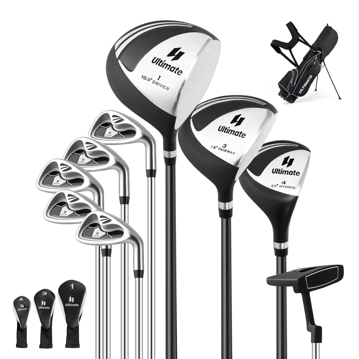 Costway Men's Complete Golf Clubs Package Set 10 Pieces Includes Alloy Driver