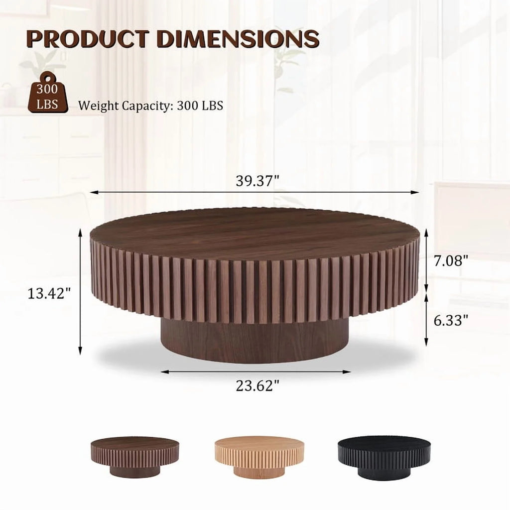 FFH 43.7 inch Oval Coffee Table for Living Room,Handcraft Rustic Corner Coffee Table Nature Wood Relief Sturdy Pedestal for Apartmen,Side Table Centre Table,Nature Wood