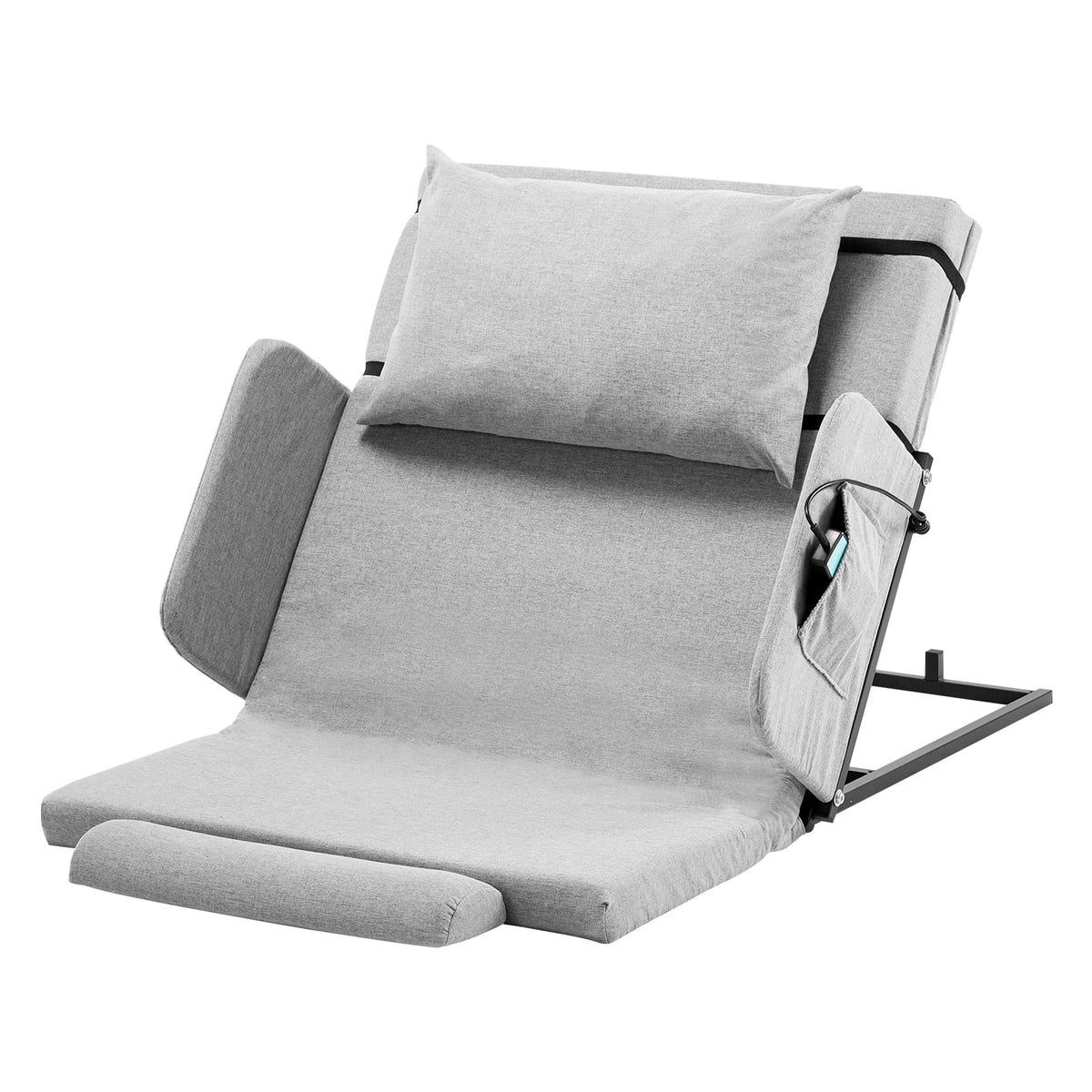 KFFKFF Electric Adjustable Bed Backrest, 300 lbs Capacity, 4-68�� Incline, with Armrest & Storage Pocket, Machine Washable, Ideal for Pregnant Women, Elderly, and Patients