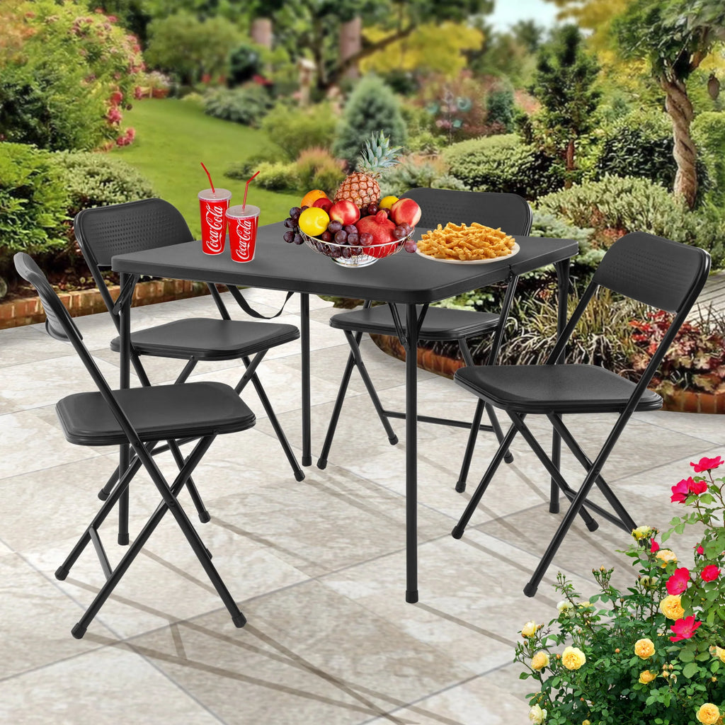 Mainstays 34" Square Resin Fold-in-Half Indoor Outdoor Table, Rich Black