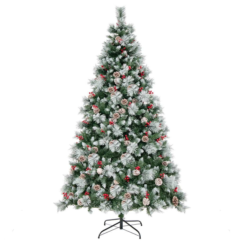 Costway 7 FT Pre-Lit Artificial Christmas Tree Hinged with Pine Needles 400 LED Lights