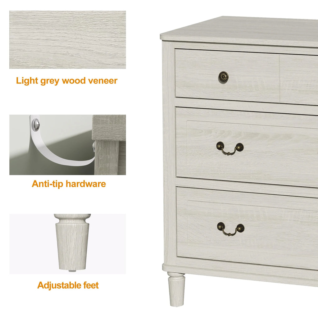 May Color Large White 3 Drawer Dresser Set of 2 with Fluted Panel, Modern Chest of Drawers with Silent Slide Drawers, Wood Accent Nightstand with Storage for Bedroom Living Room, Hallway