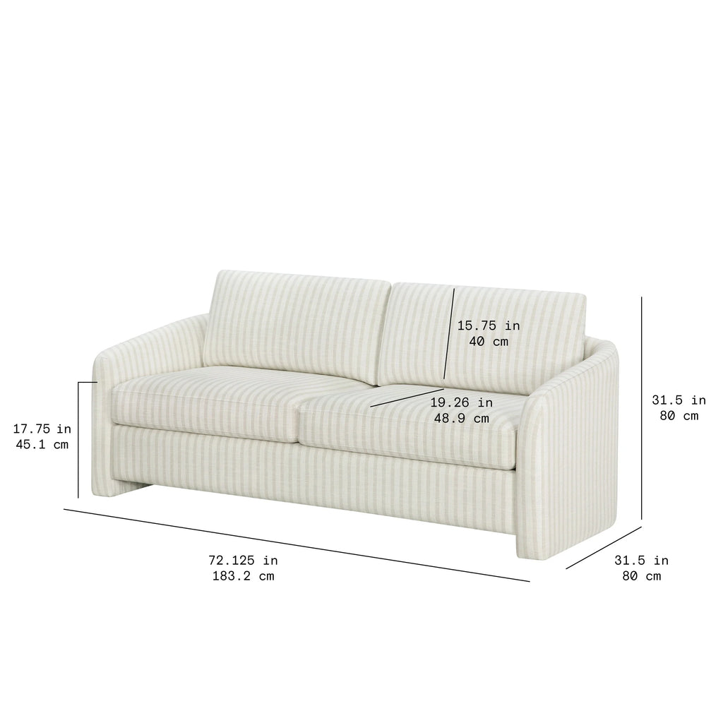 Beautiful Drew 72.2" Sofa by Drew Barrymore for Adults, Striped Linen
