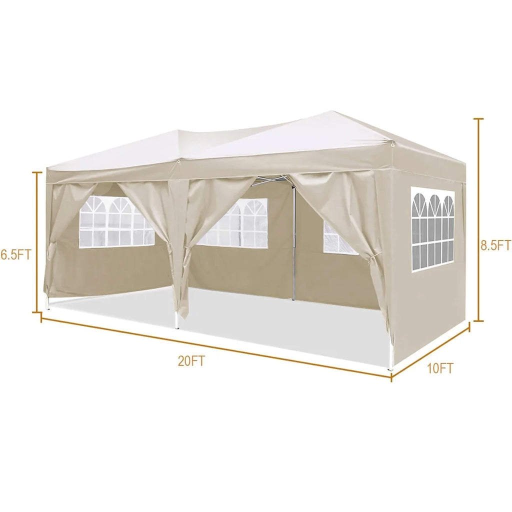 10'x20' Pop Up Canopy Tent with 6 Removable Sidewalls & Portable Rolling Bag �?Waterproof UPF 50+ Shade for Parties, Beach, Weddings & Camping