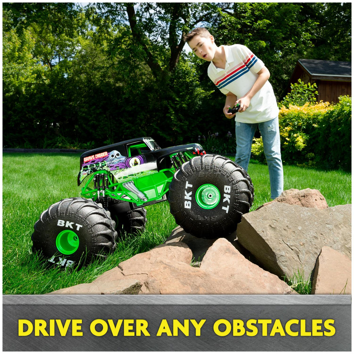 Monster Jam. Official Mega Grave Digger All-Terrain Remote Control Monster Truck with Lights. 1:6 Scale. Kids Toys for Boys and Girls Ages 4-6+