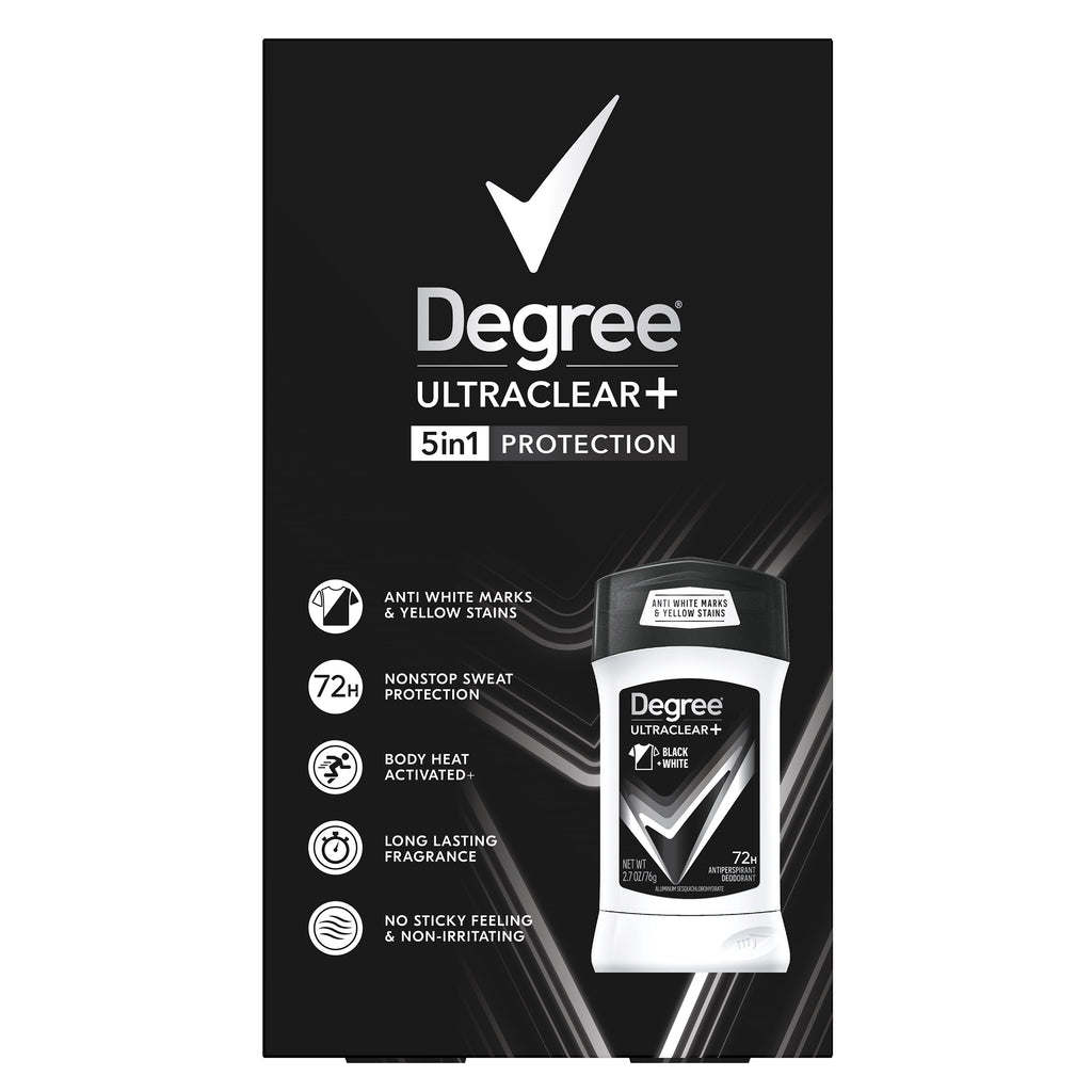 Degree Men UltraClear+ Antiperspirant Deodorant, Black & White, 2.7 oz, 5-pack