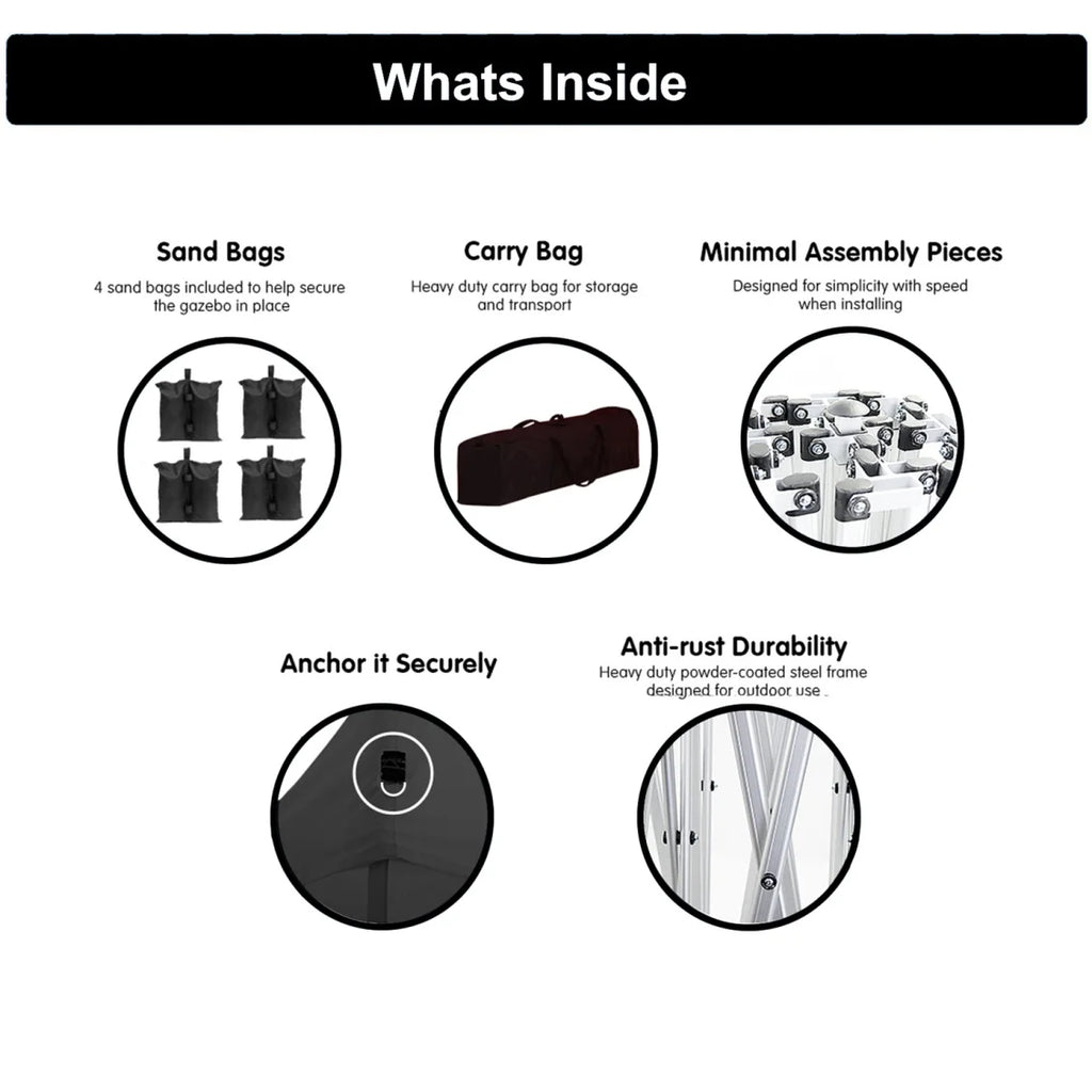 10'x20' Pop Up Canopy Tent with 6 Removable Sidewalls & Portable Rolling Bag �?Waterproof UPF 50+ Shade for Parties, Beach, Weddings & Camping
