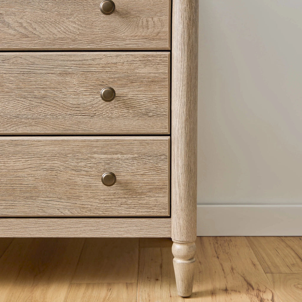 My Texas House Monroe 3 Drawer Nightstand with USB, Brushed Oak Finish