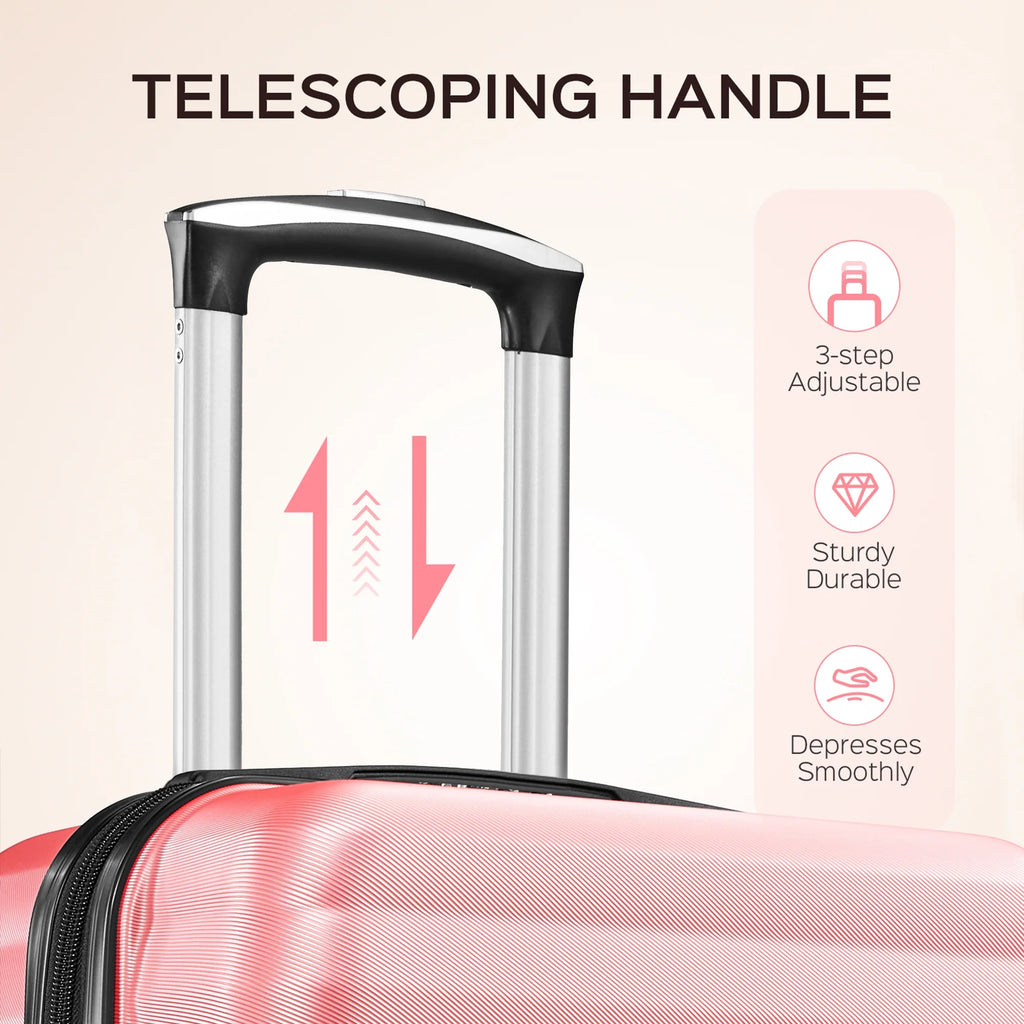 9 Piece Luggage Sets, Hard 20 24 28 inch Luggage with 6 Pieces Organize Bags Travel Suitcases Sets with Wheels, Rose