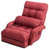 Costway Folding Floor Armchair w/ 6-position Adjustable Back & Lumbar Pillow Red