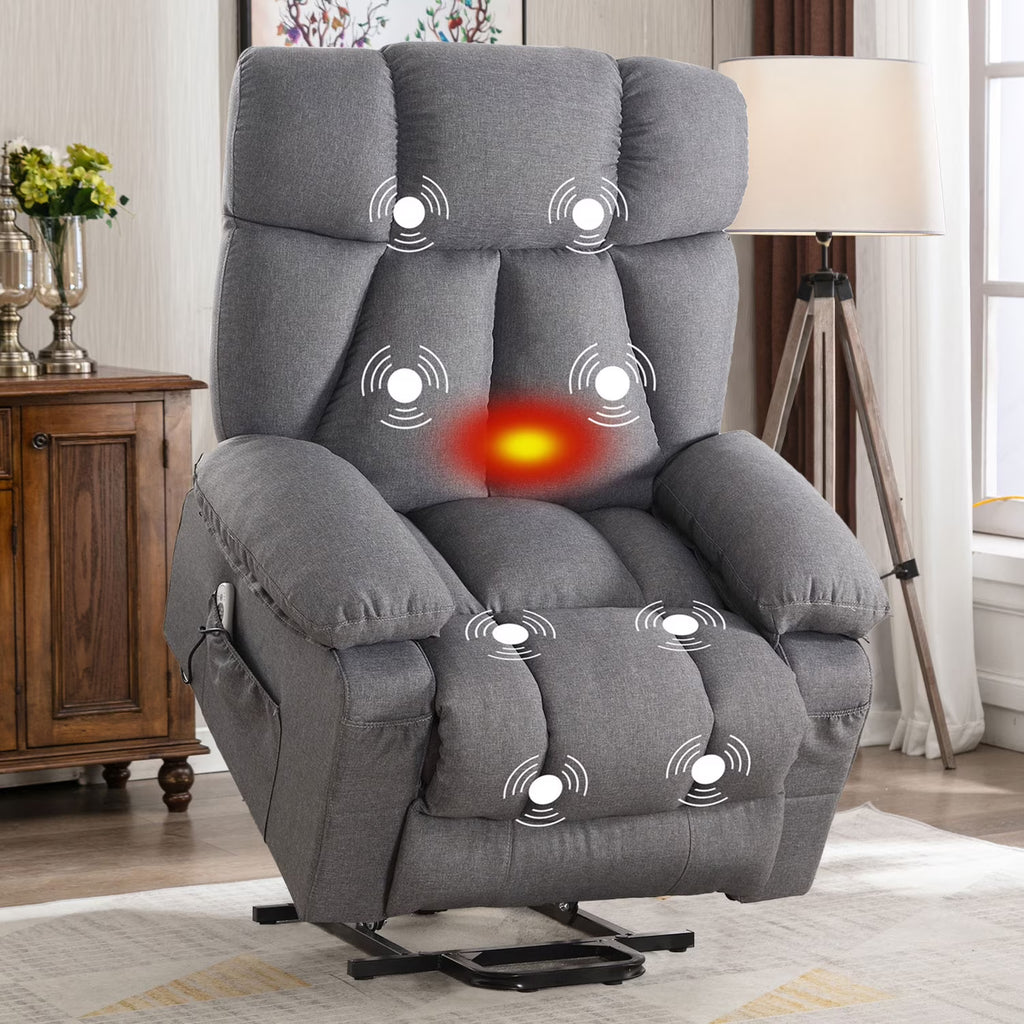 JONPONY Power Lift Recliner Chair Recliners for Elderly with Heat and Massage Recliner Chair for Living Room with Infinite Position and Side Pocket,USB Charge Port,Brown