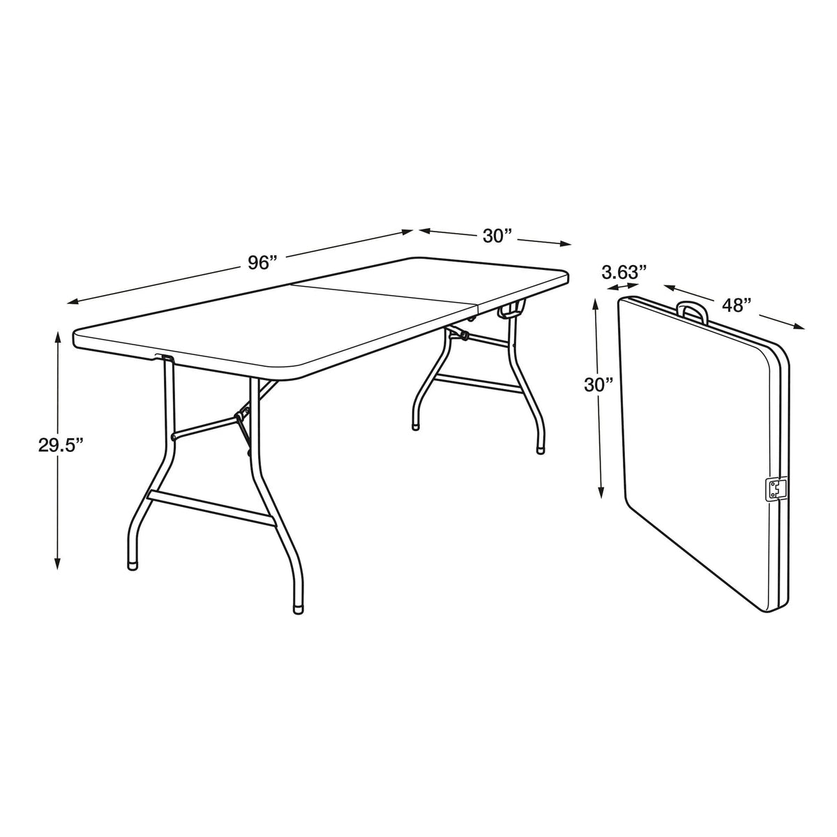 Cosco 8 Foot Centerfold Folding Table, White