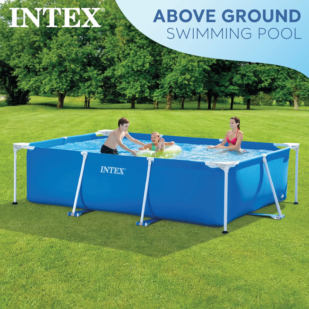 Open Box Intex 9.8'x29.5" Rectangular Frame Above Ground Outdoor Swimming Pool