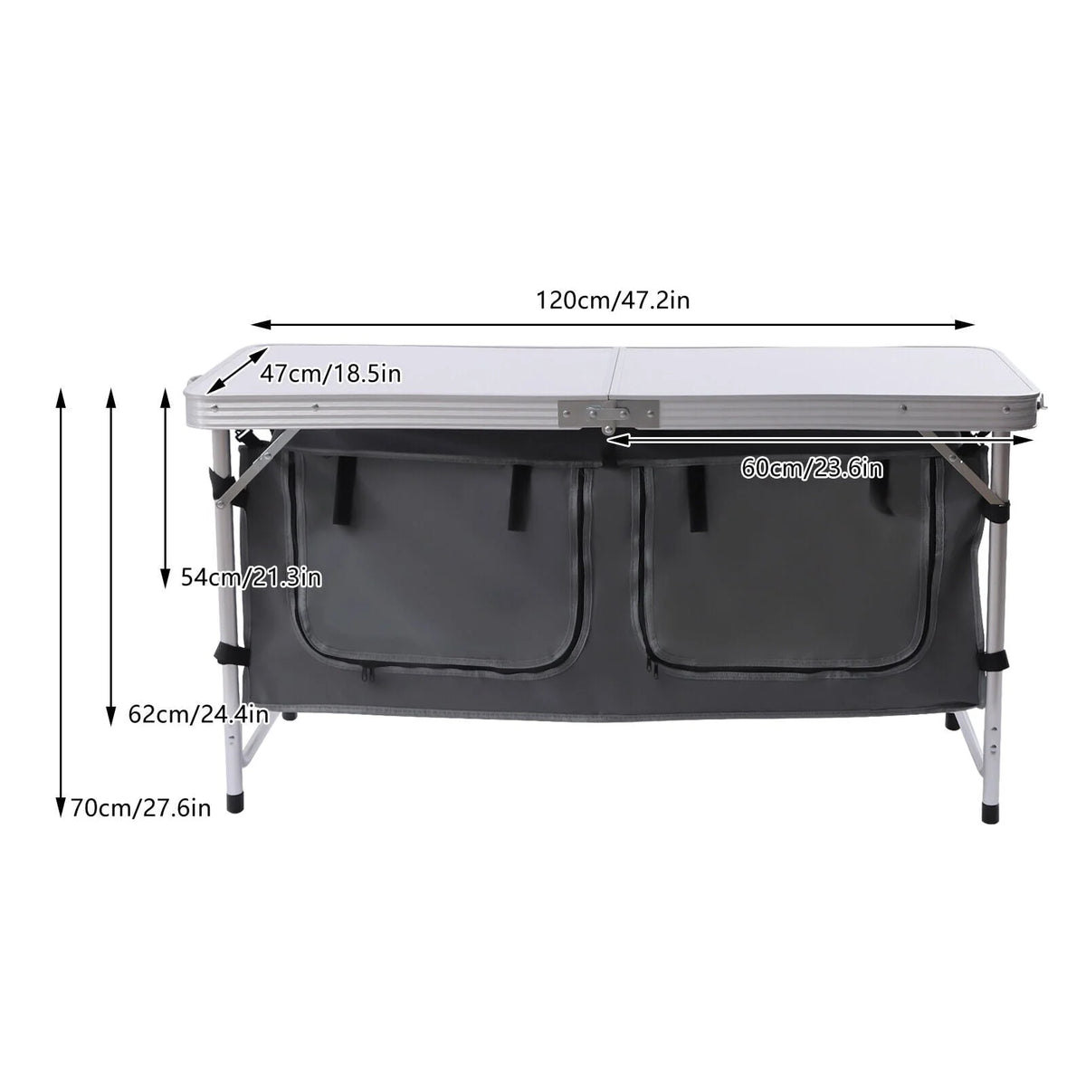 Folding Camping Table Portable Aluminum Camping Table Height Adjustable Camping Cook Station for Indoor Outdoor