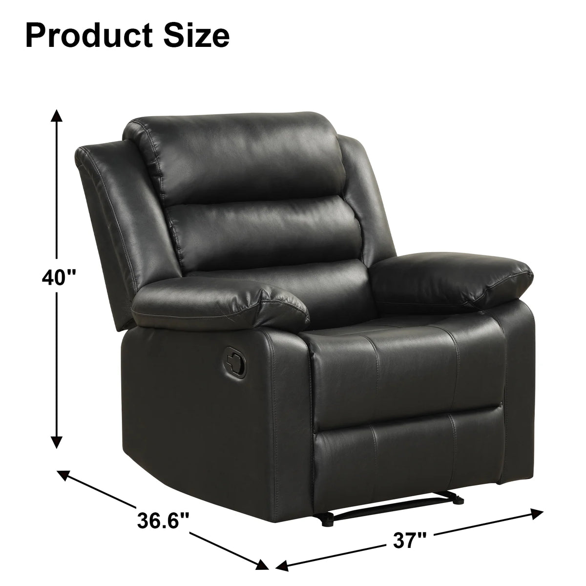 Bonzy Home Recliner Chairs for Living Room Overstuffed Breathable Fabric Reclining Chair Manual Sofa Brown