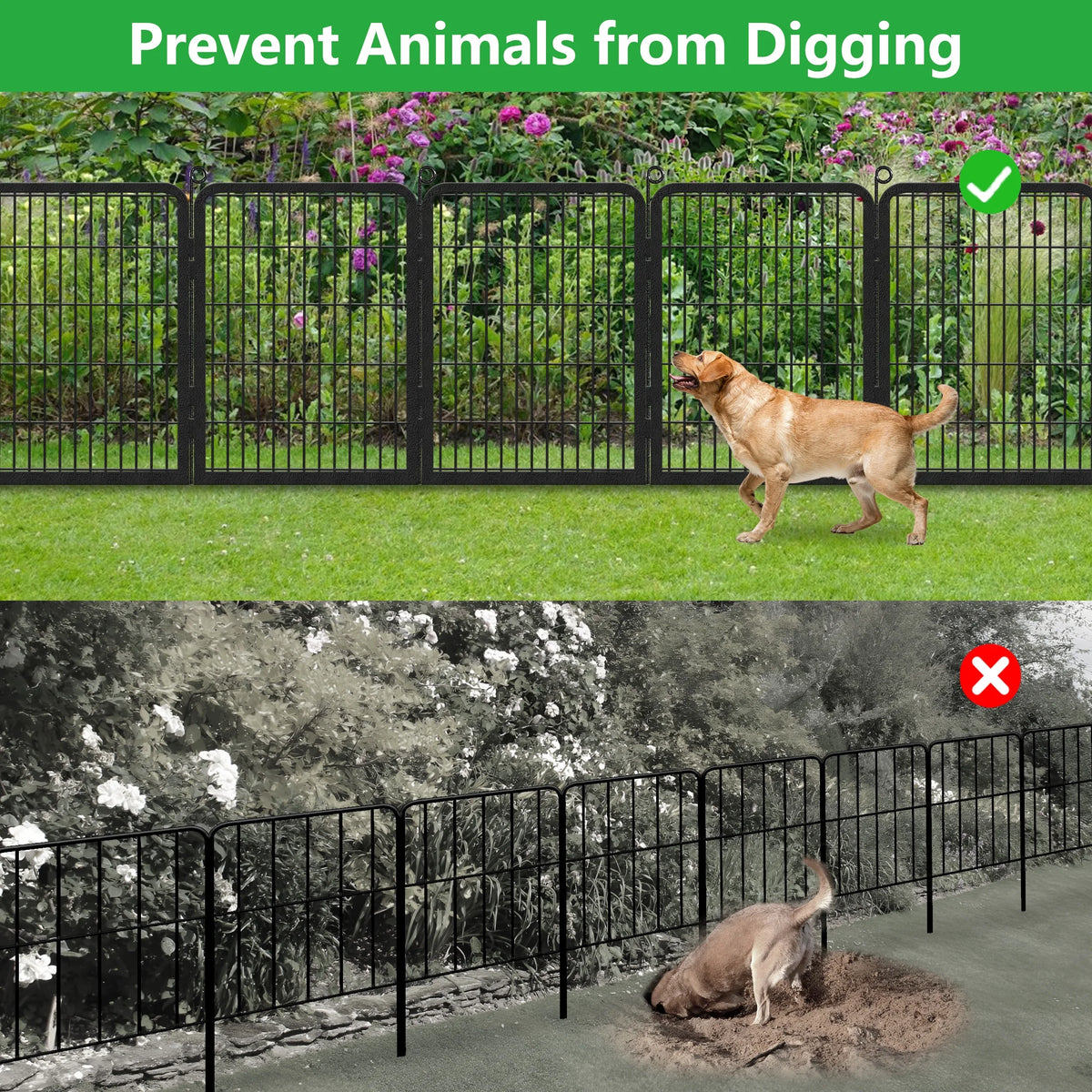 Garden Fence with Gate Fencing No Dig Fence Panels 30ft(L)��32in(H) for Yard Animal Barrier Decorative Garden Fencing for Backyard Patio Garden Fences and Borders for Dogs
