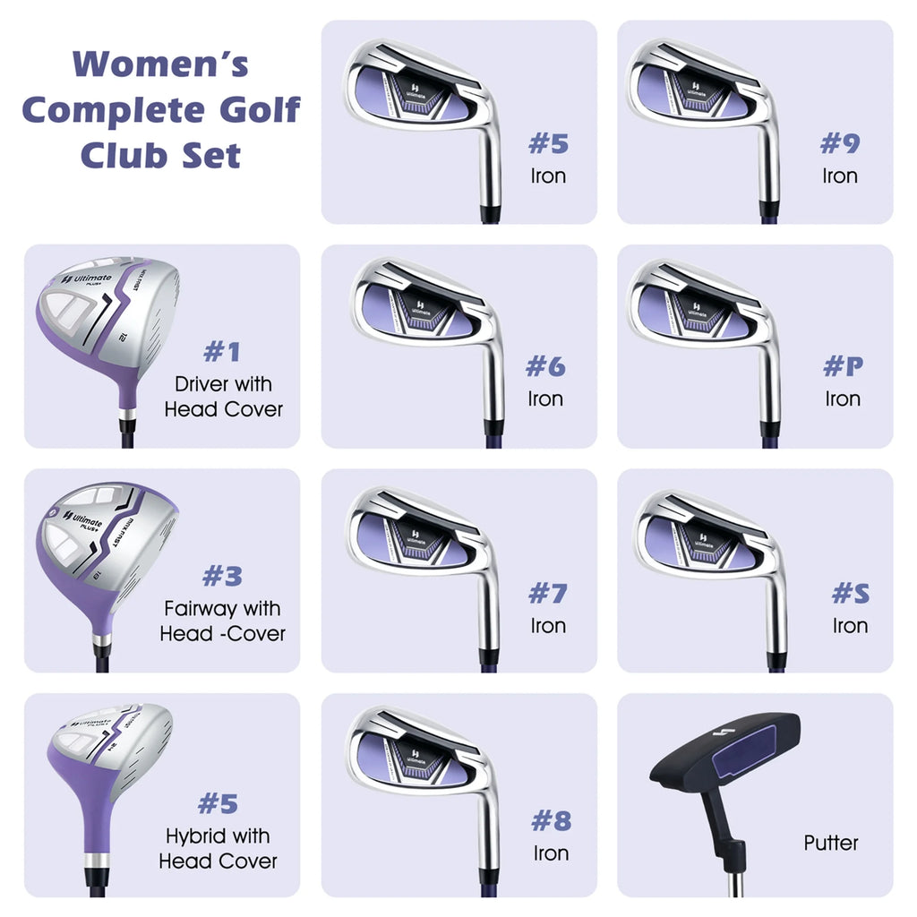 Ultimate Women��s Complete Golf Club Set Golf Club Package Set w/ Rain Hood, Right Hand Purple