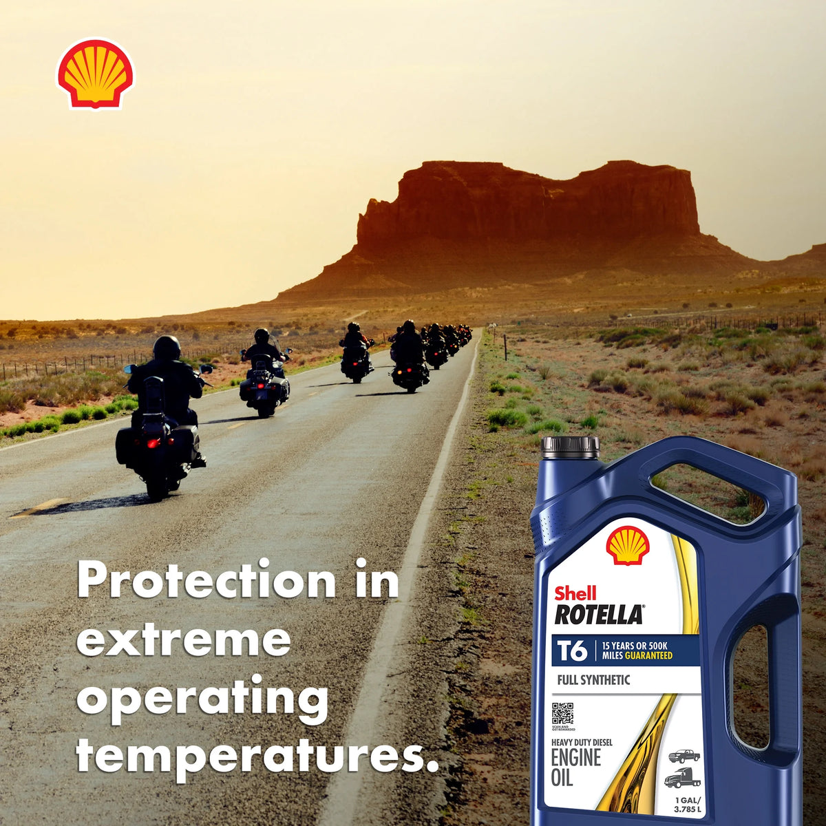 (3 pack) Shell Rotella T6 Full Synthetic 15W-40 Motor Oil, 1 Gallon (3 Pack)