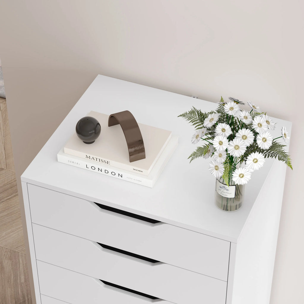 Homfa Vertical 8 Drawer Dresser, 44.5����H Modern Drawers Dresser for Bedroom Living Room, White