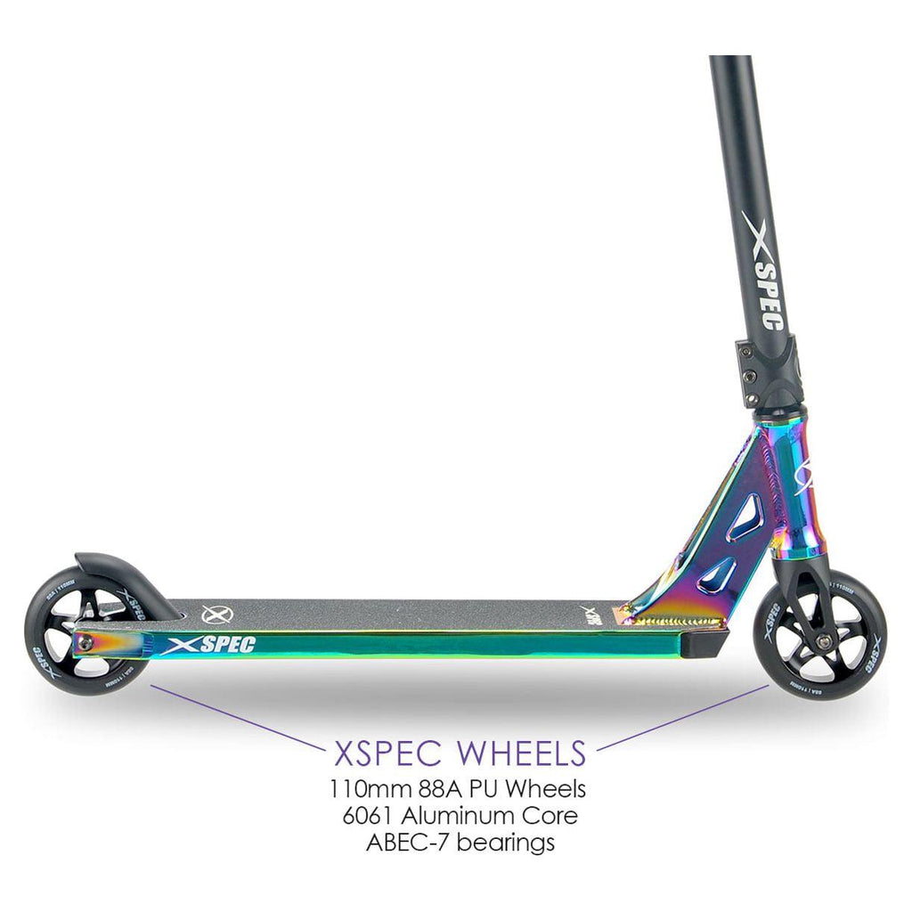 Xspec Oil Slick Neo Chrome Pro Stunt Kick Scooter. Rainbow Trick Scooter