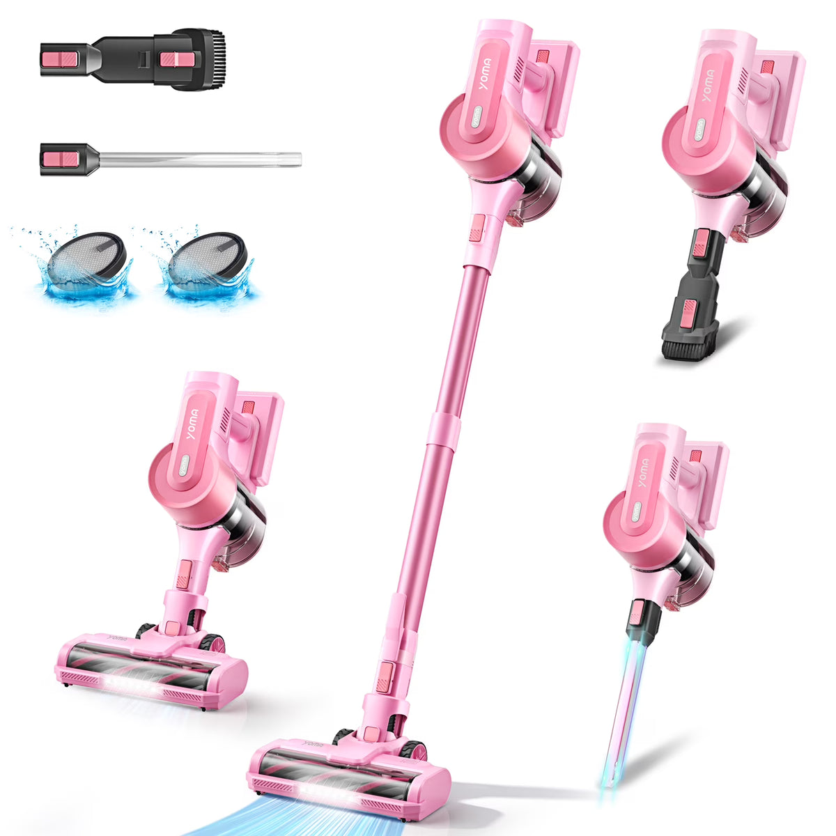 YOMATECH Cordless Vacuum Cleaner, 30Kpa/365W Powerful Stick Vacuum, 6 in 1 Lightweight Vacuum Cleaners for Home Hardfloor Carpet Pet Hair