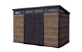 Keter Signature 11x7 ft. Durable Resin Outdoor Storage Shed With Heavy Duty Floor and Locking Door, Walnut