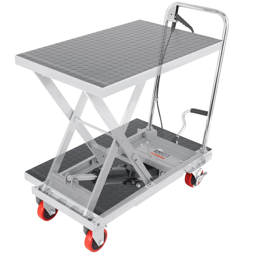 BENTISM Hydraulic Lift Table Cart 500 lbs Manual Scissor Lift Table 28.5" Gray