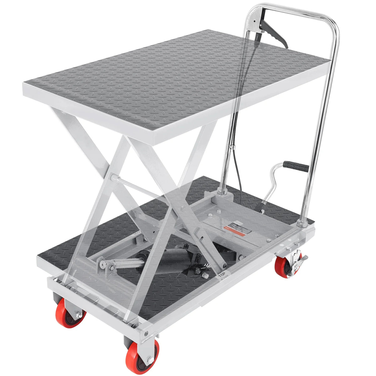 BENTISM Hydraulic Lift Table Cart 500 lbs Manual Scissor Lift Table 28.5" Gray