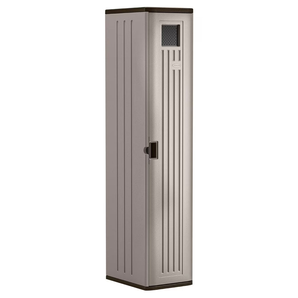Suncast 72" Resin Outdoor Storage Cabinet with 3 Shelves, Platinum Metallic
