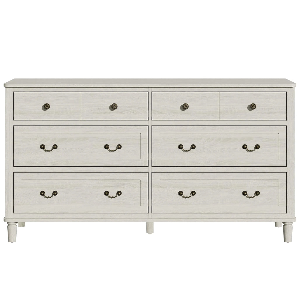 May Color Large White 3 Drawer Dresser Set of 2 with Fluted Panel, Modern Chest of Drawers with Silent Slide Drawers, Wood Accent Nightstand with Storage for Bedroom Living Room, Hallway