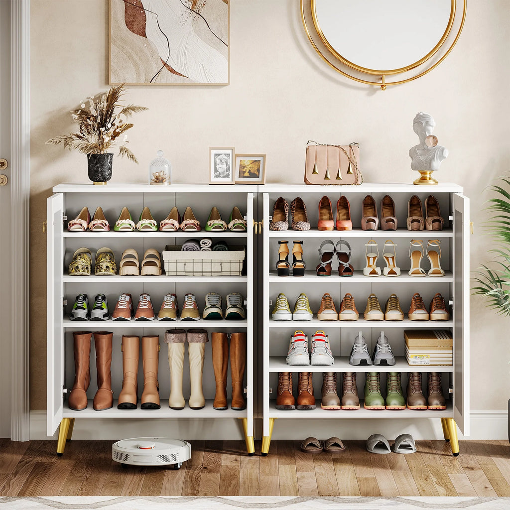 Tribesigns Large Wooden Freestanding 25-Pair Shoe Rack Closet Storage Cabinet for Entryway, Bedroom