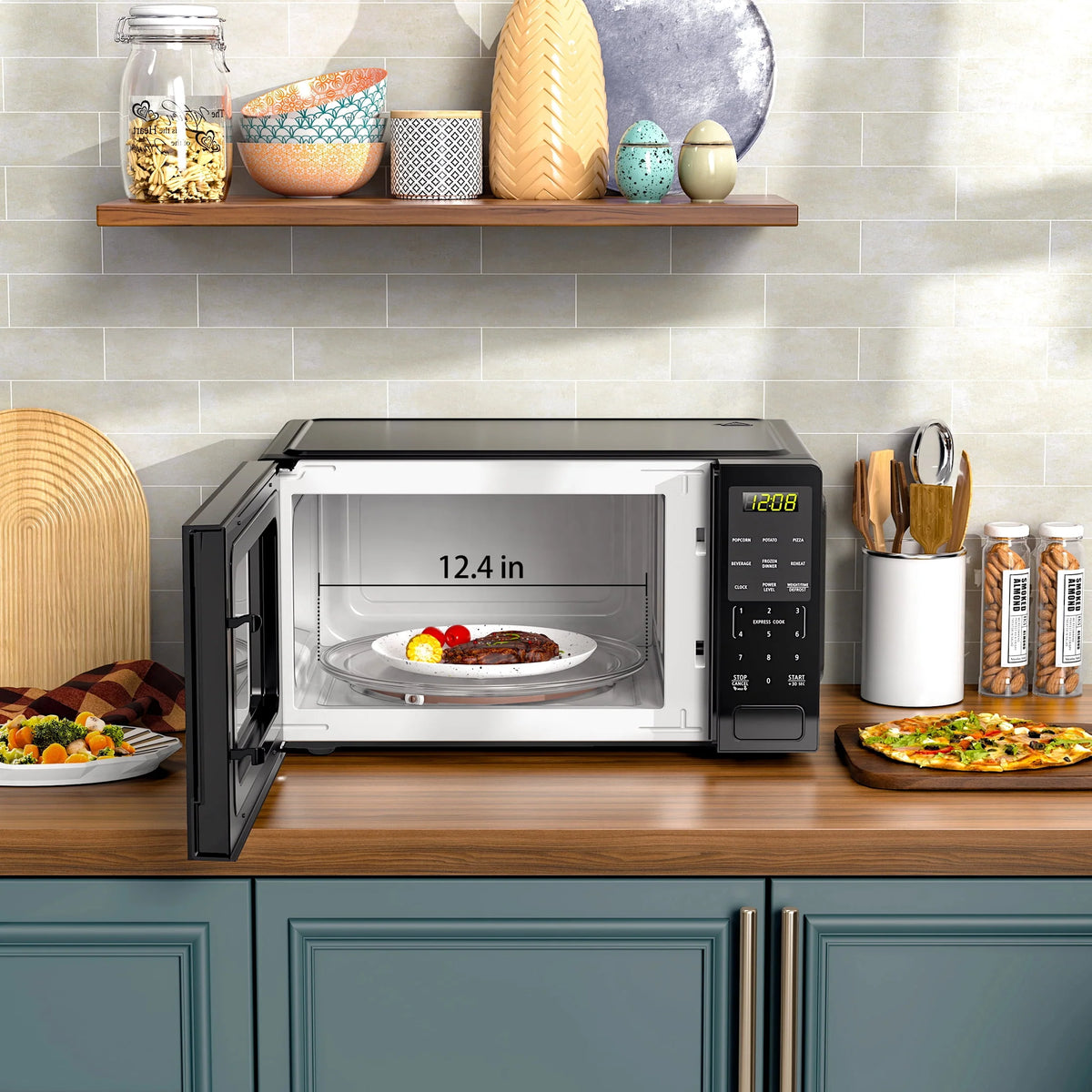 Mainstays 1.1 cu. ft. Countertop Microwave Oven, 1000 Watts, Black, New