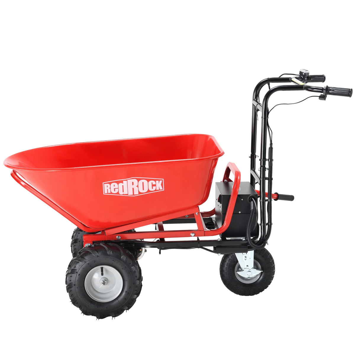 RedRock Wheelbarrow Utility Cart Electric Powered Cart 48V28Ah 500W Capacity 500lbs (230kg) Material Debris Hauler 1000lbs Towing