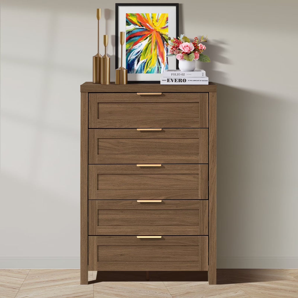 ARKANTOS Wooden 6 Drawer Double Dressers, Wide Chests of Drawers for Bedroom, Natural Oak